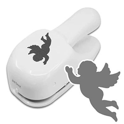 Image de ARTOZ Perforatrice en forme d&#039;ange 5 cm à papier Pour Noël, mariage, baptême Avec motif putto Convient de 140 g/m² 250