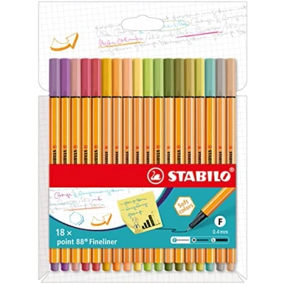 Image de Stylo feutre pointe fine STABILO point 88 Etui carton x 18 stylos feutres couleurs &quot;cocooning&quot; et &quot;nature&quot;