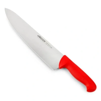 Image de Arcos Séries 2900 Couteau du Chef à Découper Lame Acier Inoxydable Nitrum 300 mm Manche Polypropylène Couleur Rouge