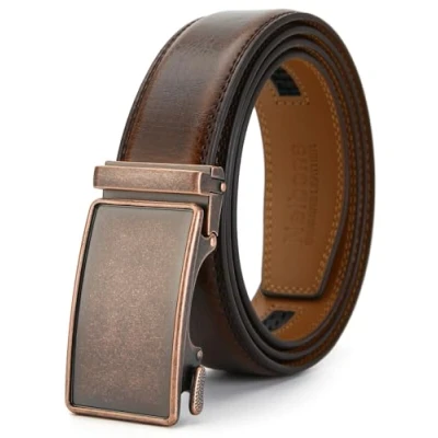 Image de Nelbons ceinture à cliquet pour hommes, boucle automatique largeur 35 mm,1 3/8&quot;, taille ajustable