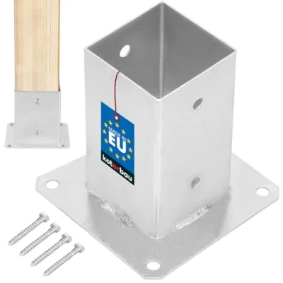 Image de KOTARBAU® Pied de poteau à visser 80 x mm Galvanisé chaud Poteaux carrés en bois Support Porteur clôture