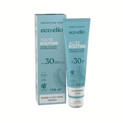 Image de eco elio SPF 30 Crème solaire éco responsable durable 150ml &quot;Toute routine&quot; I sans octocrylène microplastiques visage parfum es cosmétiques