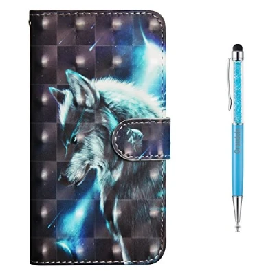 Image de Grandoin Coque iPhone 6S Plus /6 Plus, Mode Créatif Effet 3D Étui de Protection Housse en PU Cuir avec TPU Silicone Souple Portefeuille Phone Case pour Apple 5.5&quot; (Loup)