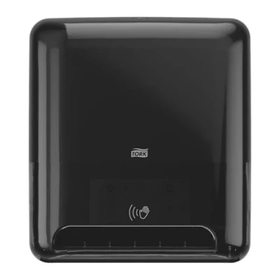 Image de Tork Matic Distributeur murale pour rouleau d&#039;essuie mains noir avec capteur Intuition H1, distribution feuille à feuille, gamme Elevation, 551108