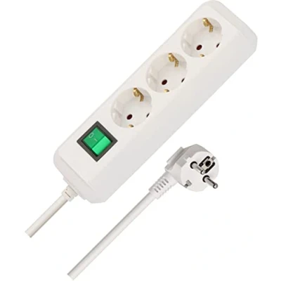 Image de Brennenstuhl 1152920 Prolongateur Eco Line avec Interrupteur 3 Prises 5 m H05VV F 3G1,5, Blanc