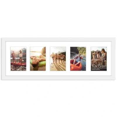Image de Americanflat Cadre Photo Collage Blanc en MDF 20x60 cm Affiche Cinq Photos 10x15 Horizontale ou Verticale. Verre Résistant aux Chocs Matériel d&#039;Accrochage Inclus