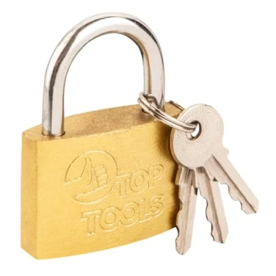 Image de Top Tools Cadenas en fonte avec revêtement laiton, largeur 50 mm, Set 3 Clés incluses