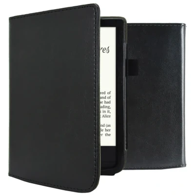 Image de Étui de liseuse portefeuille en cuir végan Pocketbook Touch Lux 5 / HD 3 Basic 4 Vivlio Noir iMOSHION®
