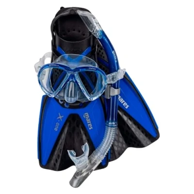 Image de Mares Masque Tuba et Palmes Aquazone Set X One Marea, Ensemble avec Masque, Snorkeling Adulte Unisex, Bleu, S/M