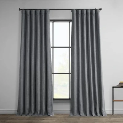 Image de HPD Half Price Drapes Rideaux occultants en Lin synthétique pour Chambre à Coucher et Salon (1 Panneau), 127 x 243,8 cm (l L), Gravier foncé