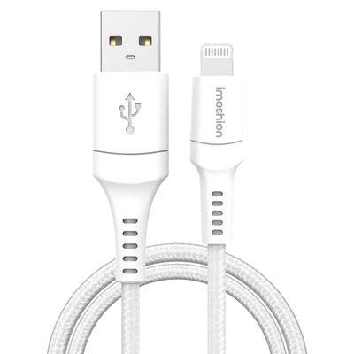 Image de imoshion ?Câble Lightning vers USB Non MFi Textile tressé 1 mètre Blanc Neuf