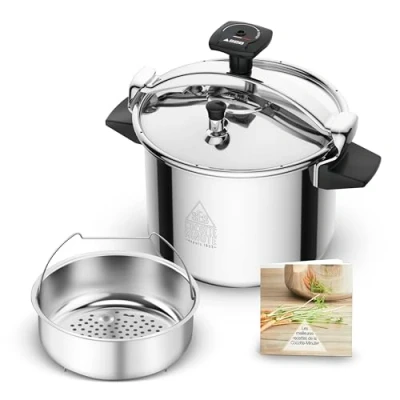 Image de Seb Cocotte minute 9 L, 7 à 10 personnes, Induction, Cuisson plus rapide saine, Garantie ans, Éco conçue, Système de sécurité, Livre recettes, Fabriqué en France, Authentique Eco Design P0534900