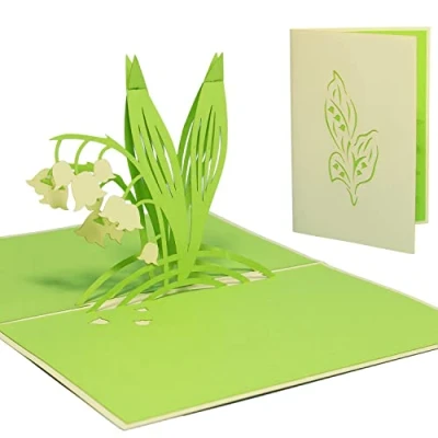 Image de LIN Pop Up 3D Carte de voeux, Fleurs printemps Muguet, (#49)