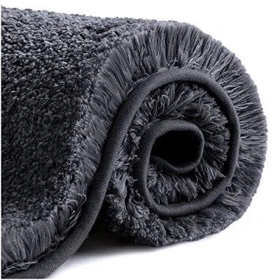 Image de VANZAVANZU Tapis de Bain Antidérapant Salle Épaissi Sortie Douche Absorbant Sol Ultra Doux en Microfibre, Séchage Rapide, Lavable Machine 60 x 90cm (Noir)