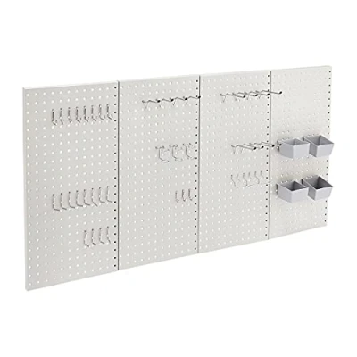 Image de Amazon Basics Rectangulaire Kit pour panneaux perforés en métal 48 pièces, Gris