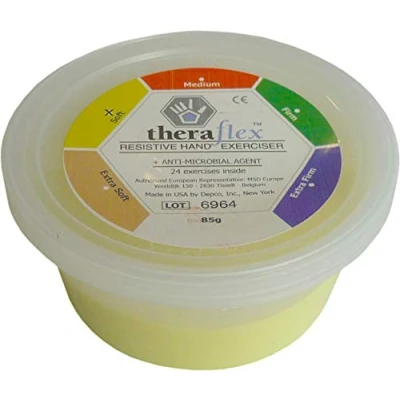 Image de Theraflex Mastic thérapeutique 85 g Souple Jaune Argile d&#039;exercice pour les mains
