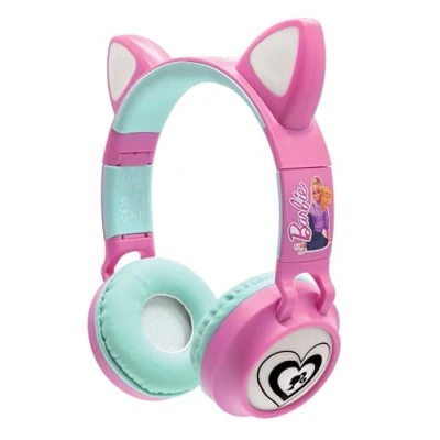 Image de Lexibook, Barbie, Casque Audio 2 en 1 Bluetooth et Filaire avec Oreilles de Chat, Rechargeable Effets Lumineux, Son stéréo, Pliable, réglable, lumières LED, HPBTKTBB