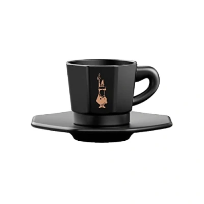 Image de Bialetti Octagonal Cups, Set of 4 Matt Black and Rose Gold, 75 ML