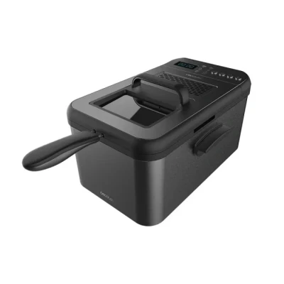 Image de Cecotec Friteuse numérique Cleanfry Luxury 3000 Black. Design élégant en acier inoxydable et laquée noir avec 3,2 L de capacité 5 programmes préétablis. (3,2 L, Dark)