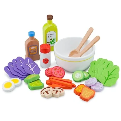Image de New Classic Toys Ensemble de Crudités Jeu d’Imitation Éducative pour Enfants, 10592, Multi Color, Salat Set