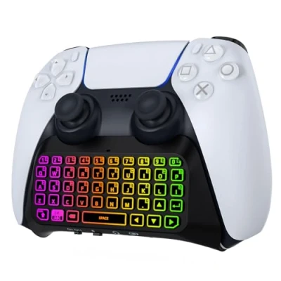 Image de MoKo Clavier Rétro Éclairage RVB Compatible avec Manette PS5, Mini Contrôleur Jeu sans Fil Bluetooth pour Playstation 5 Haut Parleur Intégré&amp;Prise Audio 3,5mm, Accessoire PS5