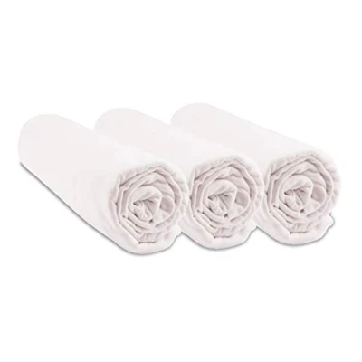 Image de Lot de 3 Draps housse 40x80 cm Extensible pour 40x90 Couffin Berceau Nacelle 40 x 80 Coton Bio Blanc Respirant Sommeil sain Marque Easy Dort Certifié Label Oeko Tex Fabriqué en Europe