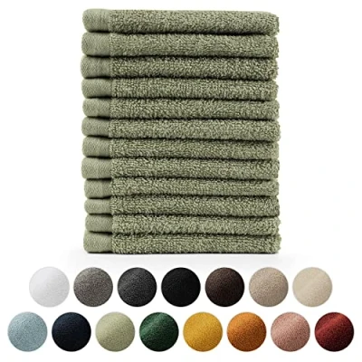 Image de Blumtal Lot Serviette de Toilette 12 Visage Debarbouillette Petite Main Doux Et Absorbant 100% Coton Certifié Oeko TEX® Vert Pastel