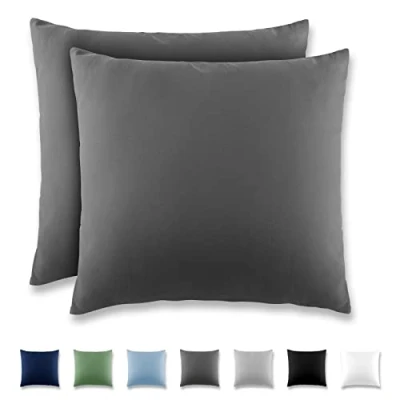 Image de REDKEY Taie Oreiller 40x40 Gris foncé Lot de 2 Taies d&#039;Oreillers 40 x Carré en Microfibre Brossée, Housse Coussin avec sa Fermeture à Rabat (sans Éclair)