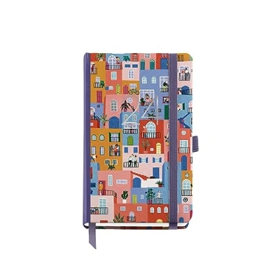 Image de Miquelrius Agenda annuel 2024, Jour Page, Taille Passport 90 x 140 mm, Couverture rigide, Reliure cousue, Fermeture avec caoutchouc, Espagnol, Anglais et Portugais, Village Stamping Argent