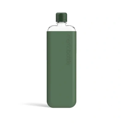Image de memobottle SLIM (Vert mousse) 15 oz (450 ml) Bouteille, étui en silicone et couvercle Bouteille d&#039;eau élégante, fine plate pour sacs ordinateurs portables Tritan sans BPA