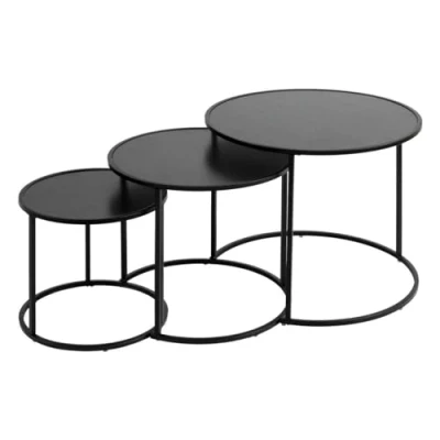 Image de Atmosphera Lot de 3 Tables d appoint noan Noir l54 45 35cm