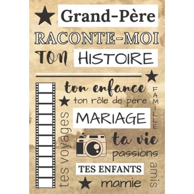 Image de Grand père raconte moi ton histoire: livre souvenir à compléter avec son papy pour laisser une trace écrite papi dis nous tout de toi: enfance, ... : fête des grands pères, anniversaire, Noël