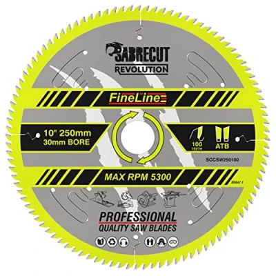 Image de 1 x SCCSW250100 SabreCut 250 mm 100T 30 Alésage FineLine Thin Kerf Bois Contreplaqué MDF Aggloméré coupe transversale et longitudinale Lame de scie circulaire