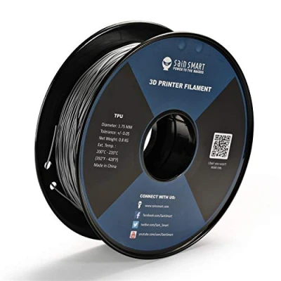 Image de SainSmart Filament flexible en TPU pour impression 3D, 1,75 mm, 0,8 kg, précision dimensionnelle +/ 0,05 argenté