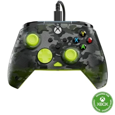 Image de Turtle Beach Rematch Core Ghost Camo noir/jaune Manette de jeu filaire Licence Xbox Series XS, One et PC touches audio, moteurs vibration gâchettes d&#039;impulsion, câble 3 m