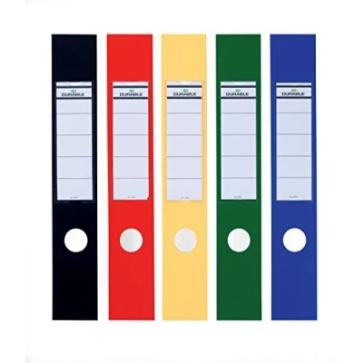 Image de Durable 809000 Ordofixetiquette Adhésive pour Dos de Classeur 70 mm Format 60 x 390 Coloris Assortis Sachet 10