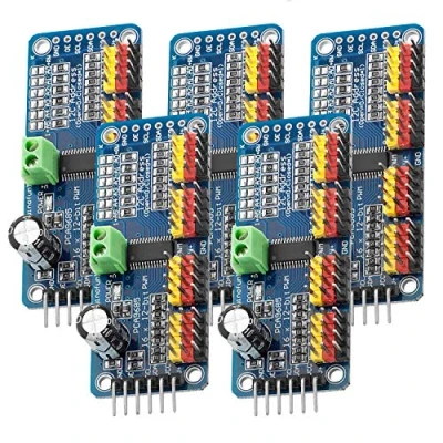 Image de AZDelivery 5 x PCA9685 16 canaux 12 Bits PWM Servo Pilote, Compatible avec Arduino et Raspberry Pi y Compris Un eBook