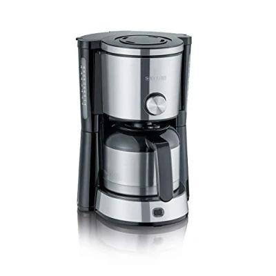 Image de SEVERIN Cafetière Filtre &quot;TypeSwitch&quot;, 1 000W, 1L, Juqu&#039;à 8 tasses, Sélecteur d’arôme, Verseuse isotherme, Inox/Noir, KA 4845