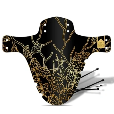 Image de Riesel Design® 2023/24 Mudguard Garde Boue en polyéthylène pour VTT avec Serre câbles/Garde élégant et Moderne Toutes Les Tailles de vélo (Feuilles chêne)