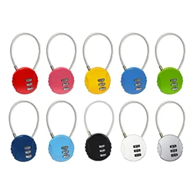 Image de Kellegour 10 PCS Cadenas Code 3 Chiffres,Petit Code,Cadenas Valise Avion Petits,Cadenas à Bagages Cadenas,pour Voyage Sac Casier