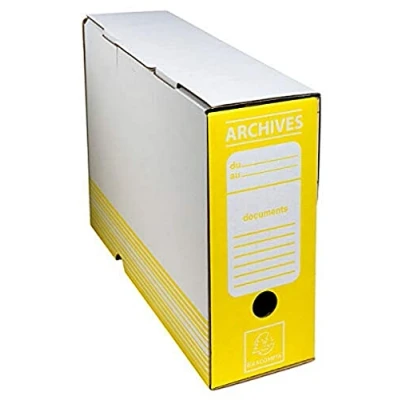 Image de Exacompta Réf. 261006H Carton de 50 boîtes archive en intérieur kraft Dos 80 mm Pour format A4 Dimensions 25 x 35 cm Couleur jaune Livrées à plat