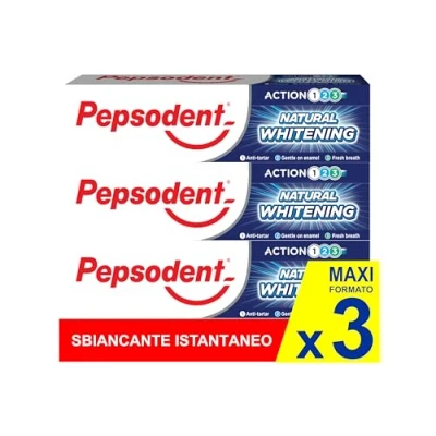 Image de Pepsodent Dentifrice blanchissant naturel au fluor et calcium pour dents plus blanches en une semaine 75 ml (pack de 3 x ml)