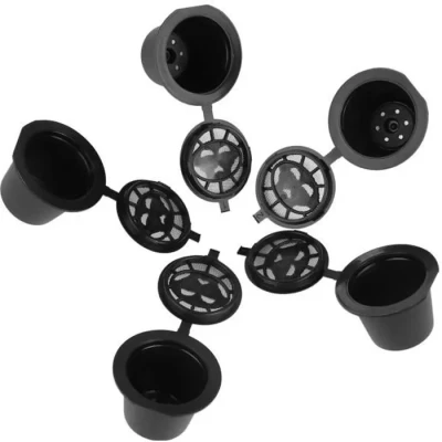 Image de 5pcs rechargeables réutilisables Café Capsule Filtre Compatible avec Nespresso (avec une cuillère à café)