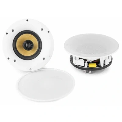 Image de Power Dynamics WCS50 Set d&#039;Enceintes de Plafond, 100W, WiFi/Bluetooth, Amplificateur Intégré, Haut Parleurs Encastrable avec Télécommande