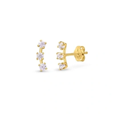 Image de Amberta Allure Boucles D&#039;Oreilles Grimpeur pour Femme en Or 9 Carats: avec Zircone Cubique