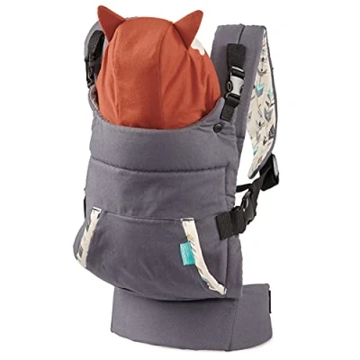 Image de Infantino Cuddle Up Porte bébé Thème Renard Ergonomique Face à l&#039;Intérieur et l&#039;Extérieur Capuche de Personnage Amovible Réglable Facile Nettoyer