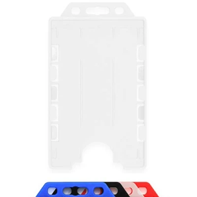 Image de Porte cartes d’identité verticale CKB LTD double face rigide coulissante en plastique pour format portrait recto verso Peut contenir deux de crédit 86x54mm Lot 10 claire