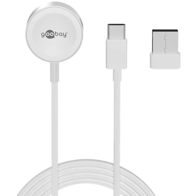 Image de goobay Chargeur pour Apple Watch/Chargeur sans Fil/Compatible avec Tous Les modèles d&#039;Apple Watch SE/8/7/6/5/4/3/2/Incl. Adaptateur USB 65343