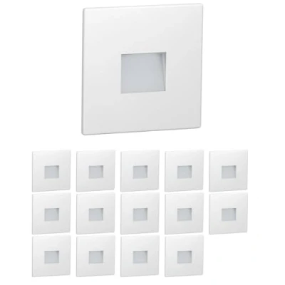Image de ledscom.de 15 pièces Lumière d&#039;escalier LED/lampe murale encastrée FOW pour l&#039;intérieur et l&#039;extérieur, downlight, rectangulaire, 85 x 85mm, blanc chaud