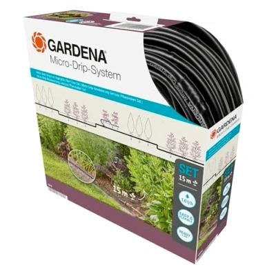 Image de GARDENA Kit complet Arrosage goutte à taille S Micro Drip® ligne 100m max Système auto nettoyant (13010 20)